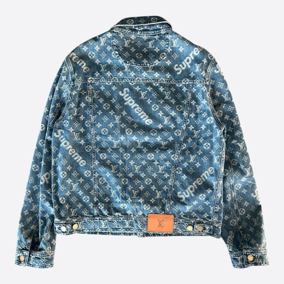 Louis Vuitton Supreme Blue & White Monogram Denim Jacket - Picture 2 of 6